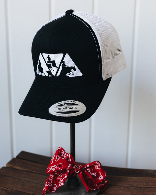 Black and Bright White or Grey Thread NRCHA Logo Mesh Hat