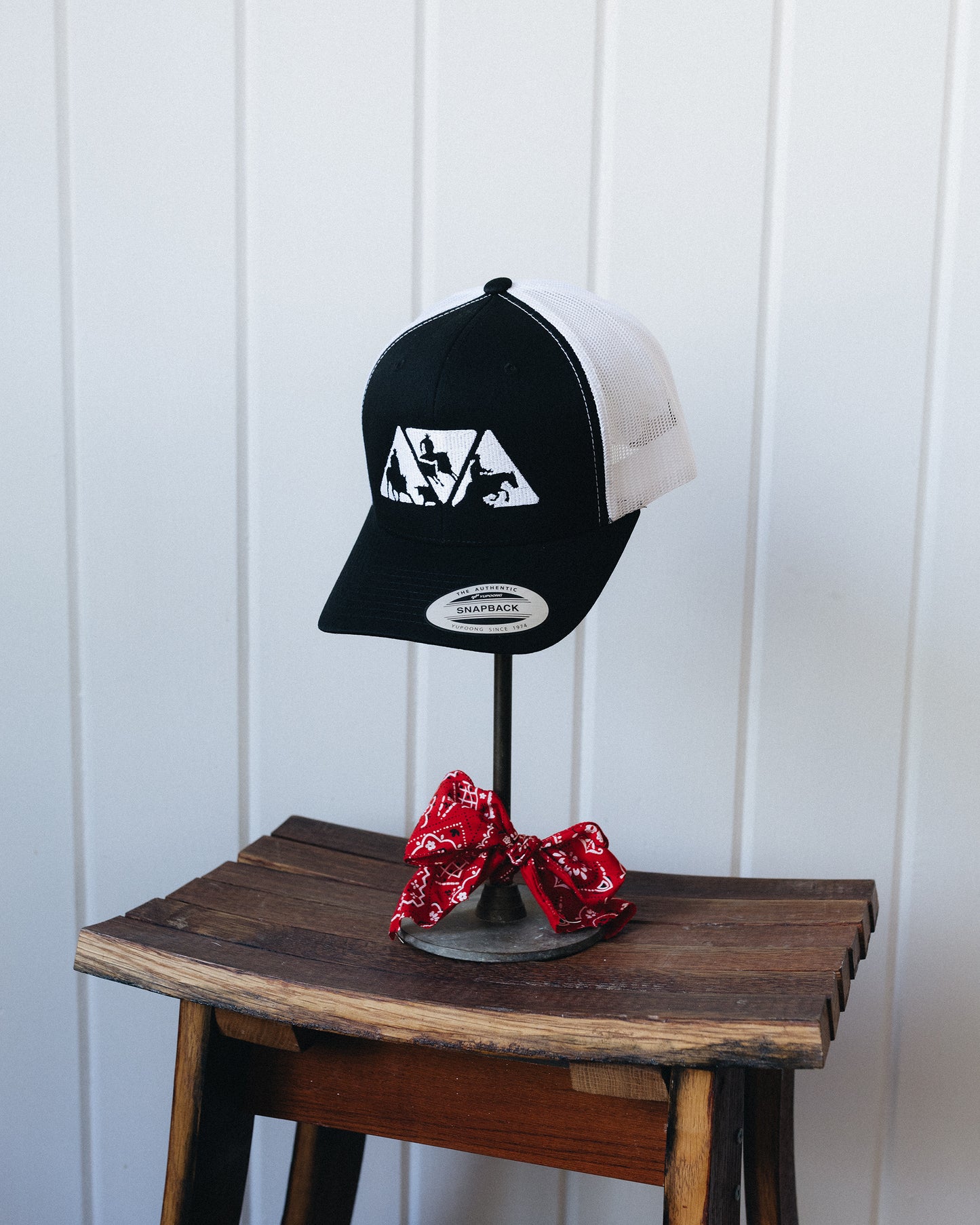 Black and Bright White or Grey Thread NRCHA Logo Mesh Hat