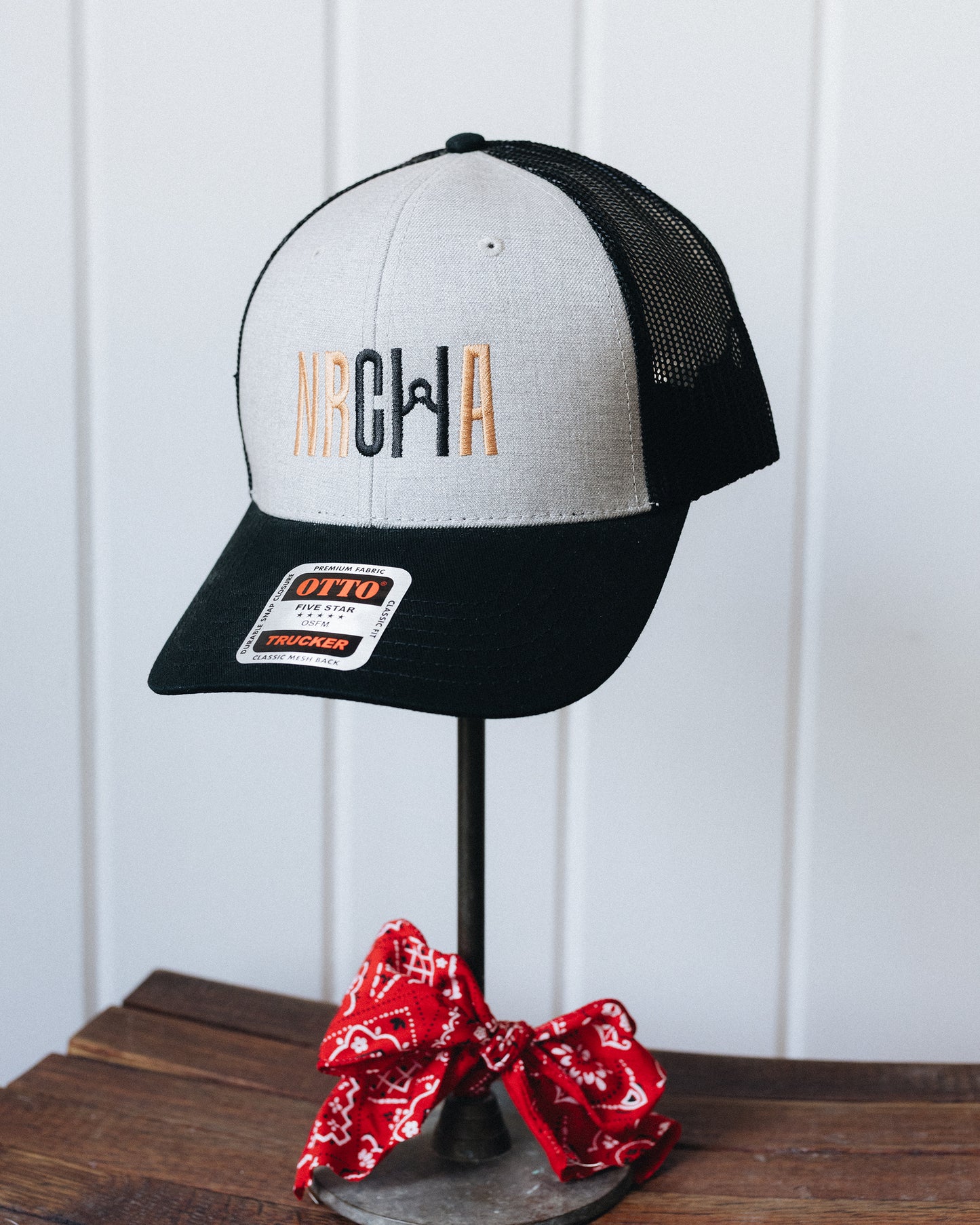 Light Grey and Black  NRCHA Logo Mesh Hat