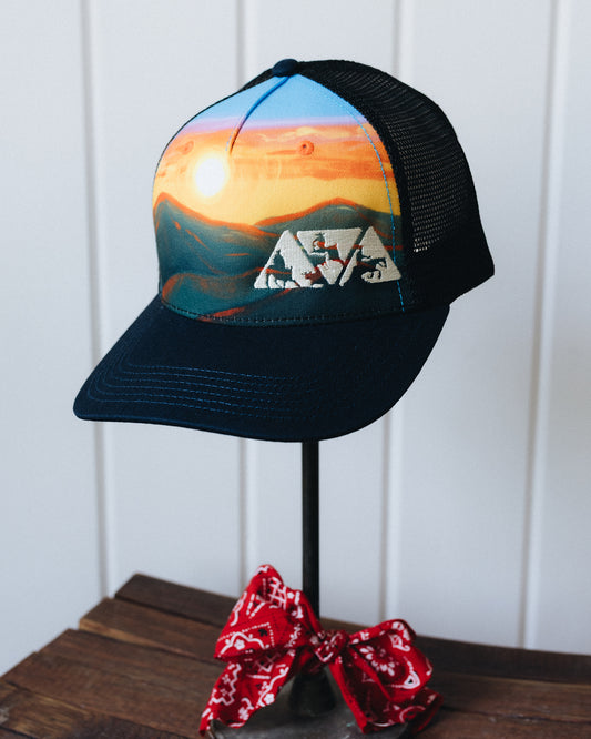 Navy Sunset Printed NRCHA Logo Mesh Hat