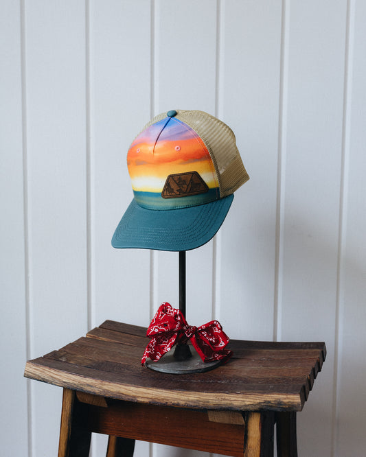 Beach Sunset Print NRCHA Logo Mesh Hat