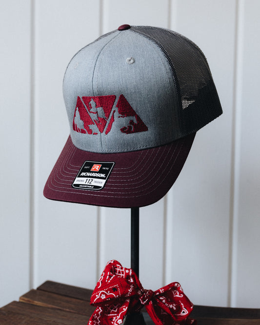 Grey and Maroon NRCHA Logo Mesh Hat
