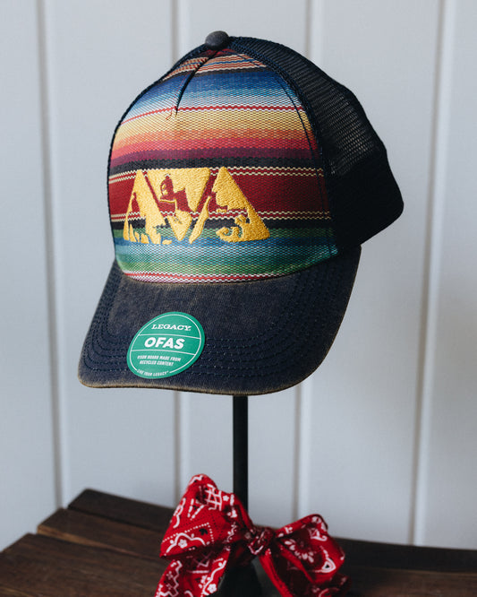 Navy and Red Serape Print NRCHA Logo Mesh Hat