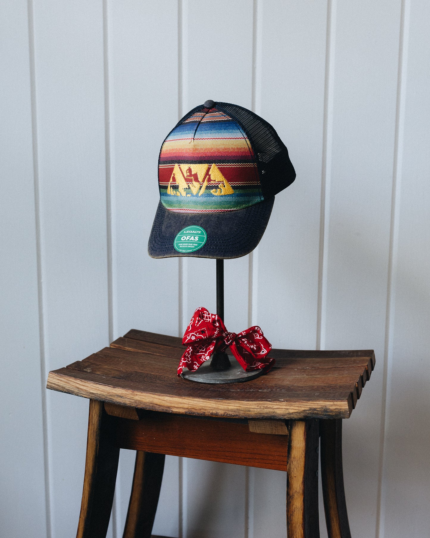 Navy and Red Serape Print NRCHA Logo Mesh Hat