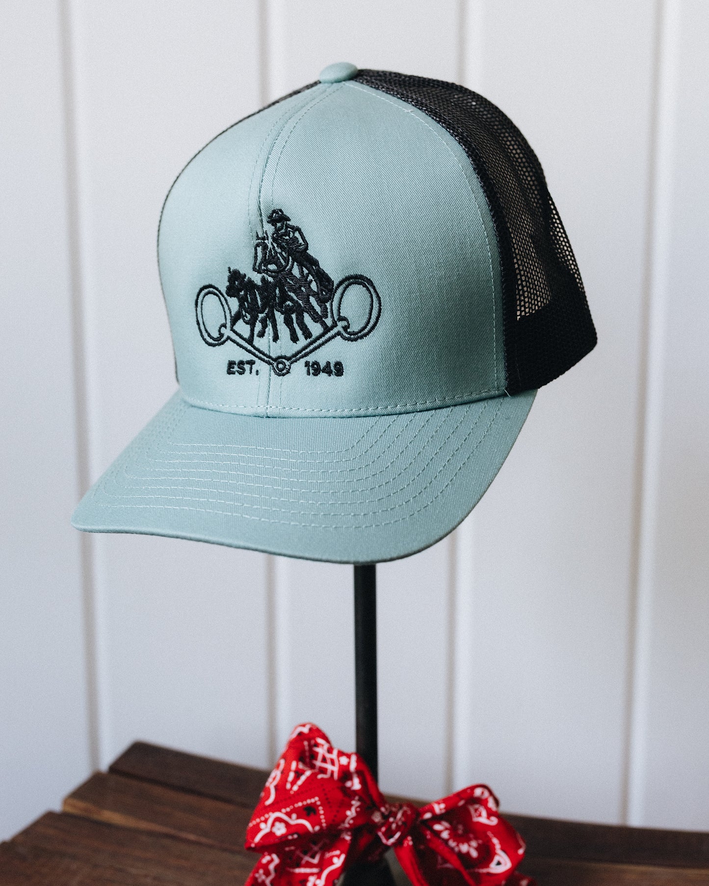 Light Turquoise and Black NRCHA Logo Mesh Hat