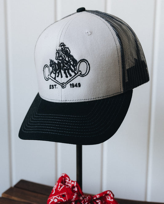 Light Grey and Black Retro NRCHA Logo Mesh Hat