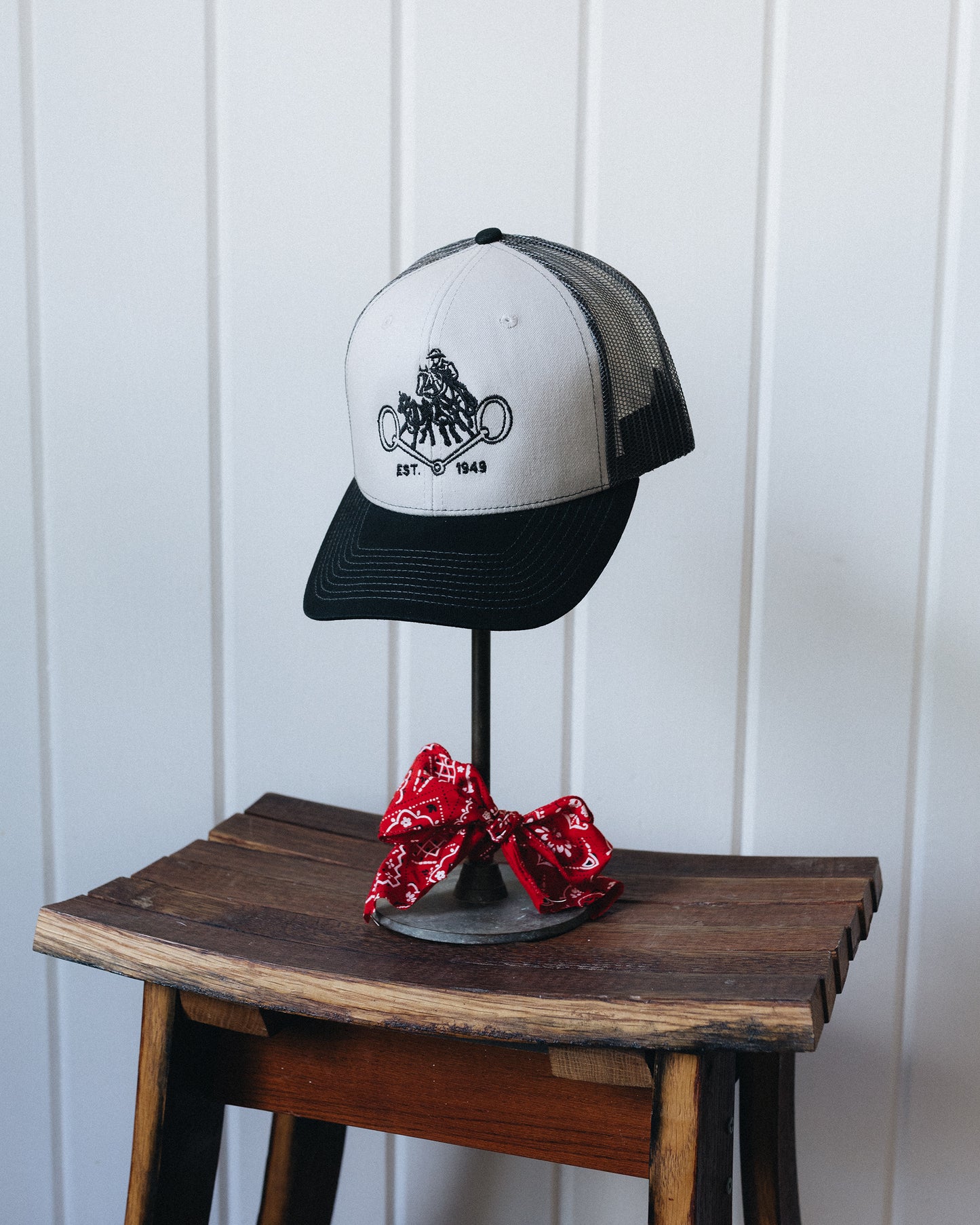 Light Grey and Black Retro NRCHA Logo Mesh Hat