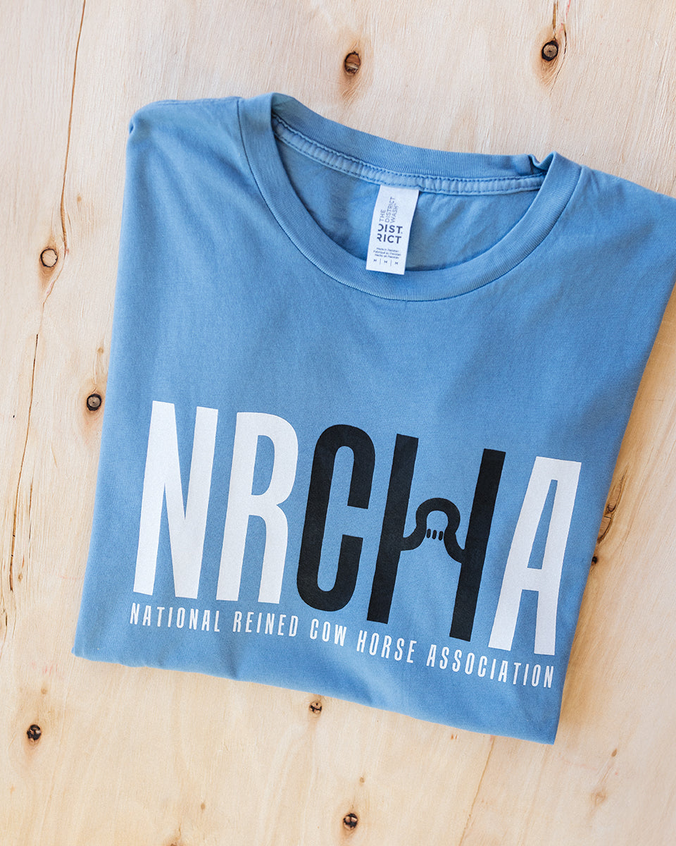Mens Dusk Blue Classic NRCHA Logo Short Sleeve T shirt