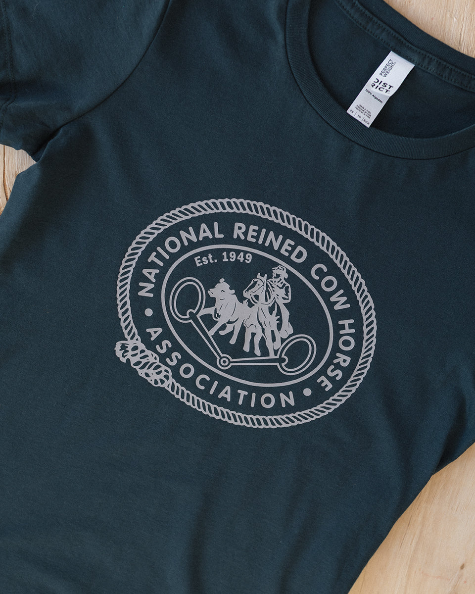 NRCHA Ladies Rainforest Green Vintage Logo Short Sleeve Crewneck T-shirt