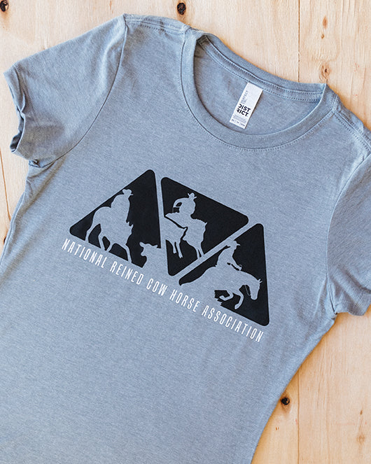 NRCHA Ladies Heather Grey Classic Triangle Logo Short Sleeve Crewneck T-shirt