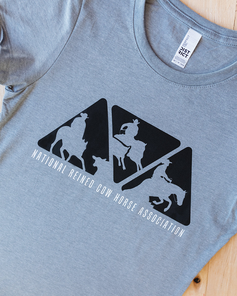 NRCHA Ladies Heather Grey Classic Triangle Logo Short Sleeve Crewneck T-shirt