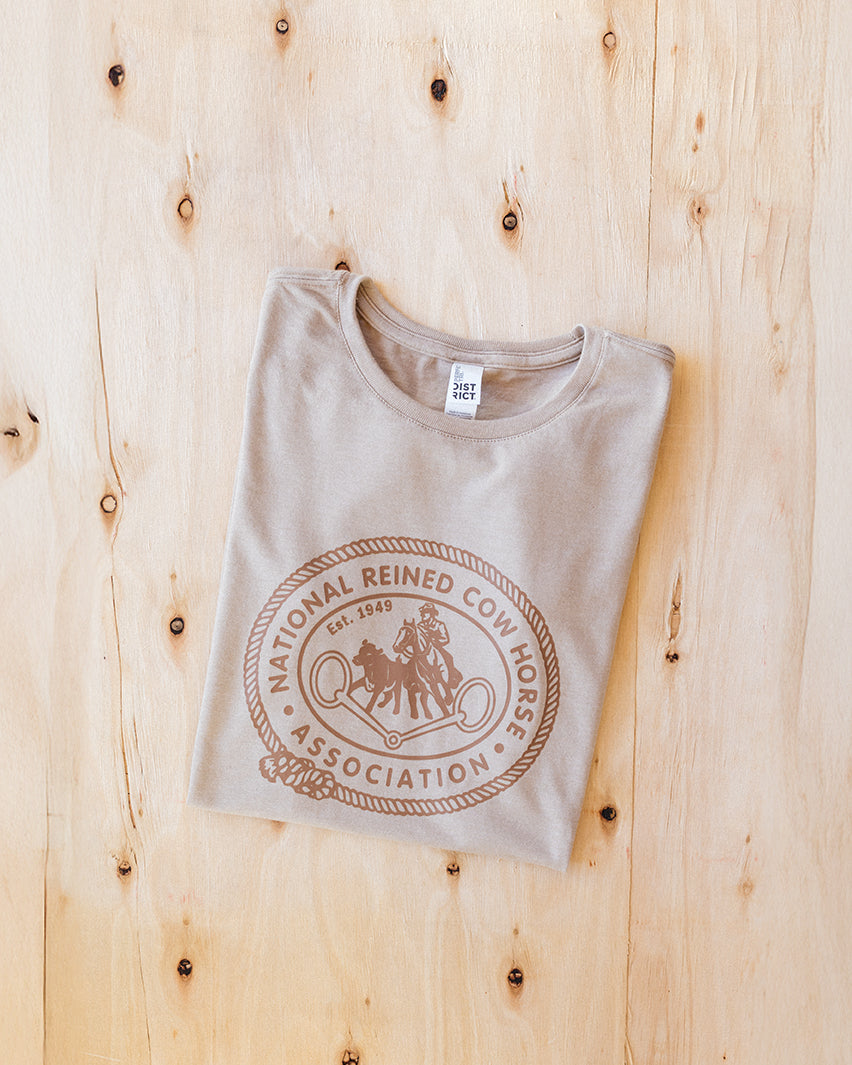 NRCHA Ladies Desert Tan Vintage Logo Short Sleeve Crewneck T-shirt