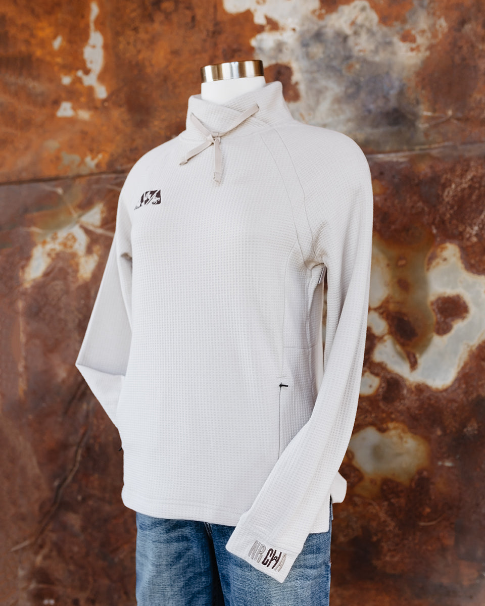 NRCHA Ladies Oatmeal Waffle Knit Cross-Neck Pullover