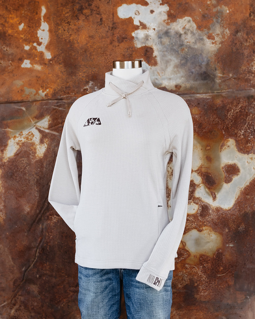 NRCHA Ladies Oatmeal Waffle Knit Cross-Neck Pullover