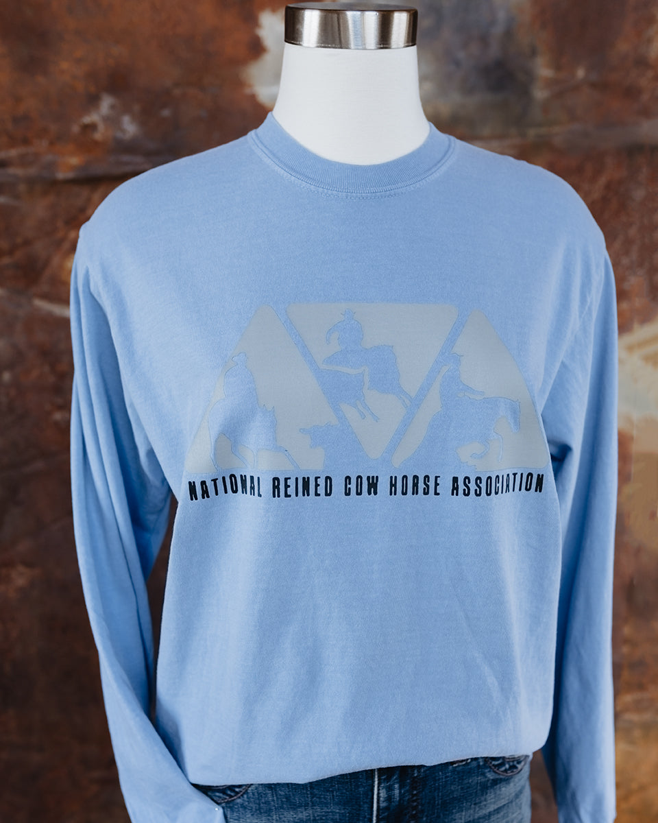 Men's NRCHA Denim Blue Triangle Logo Long Sleeve T-shirt