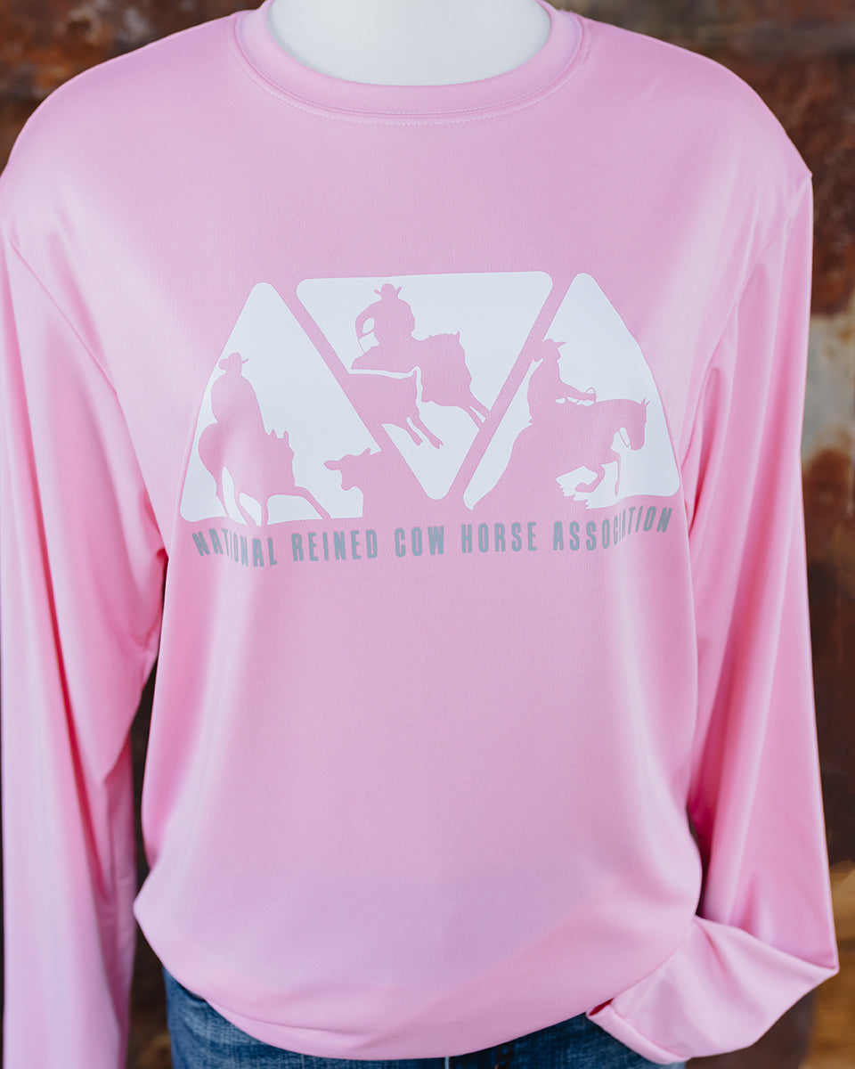 NRCHA Women's Performance Pink Long Sleeve Crew Neck Tee
