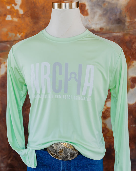 NRCHA Unisex Paragon Performance Lime Long Sleeve Crew Neck Tee