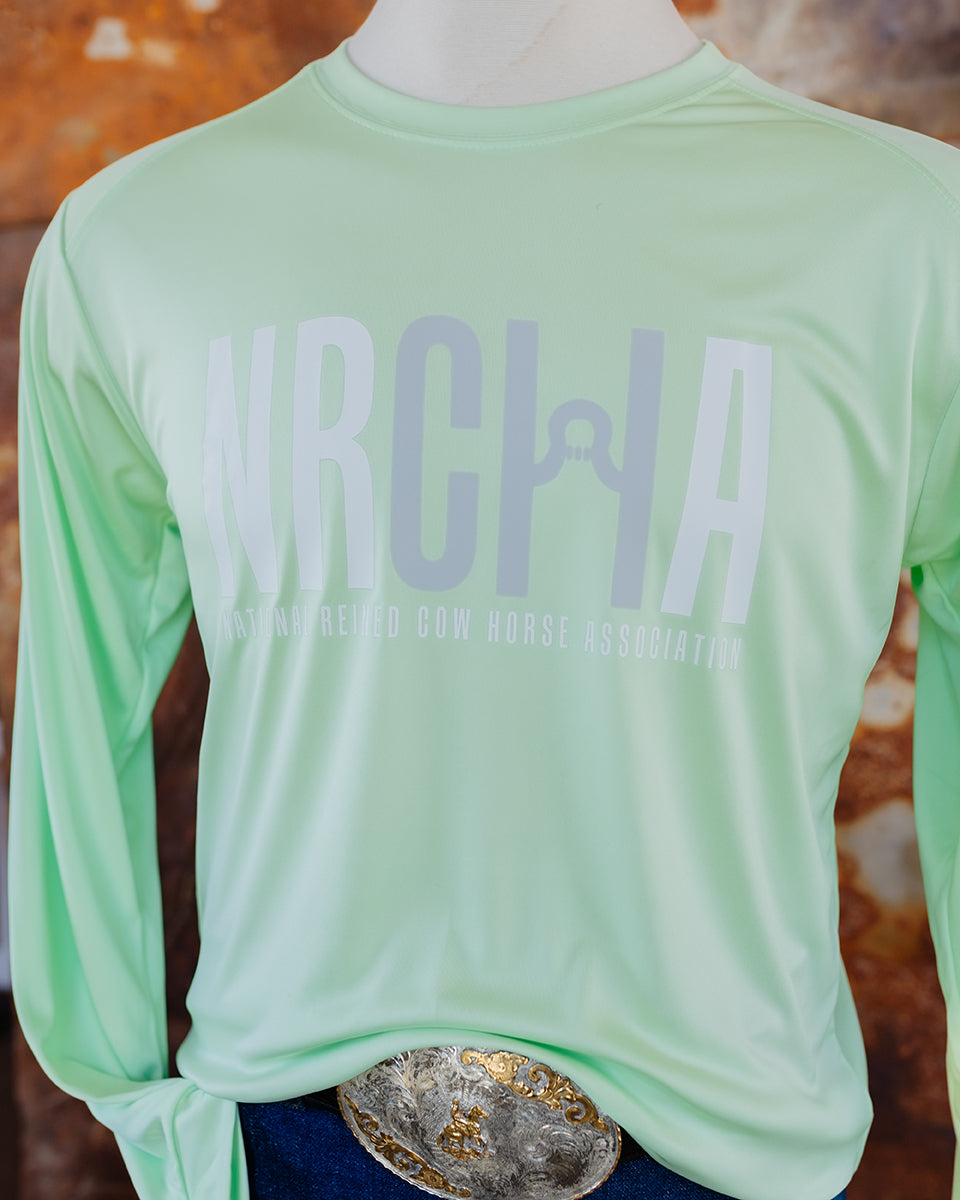 NRCHA Unisex Paragon Performance Lime Long Sleeve Crew Neck Tee
