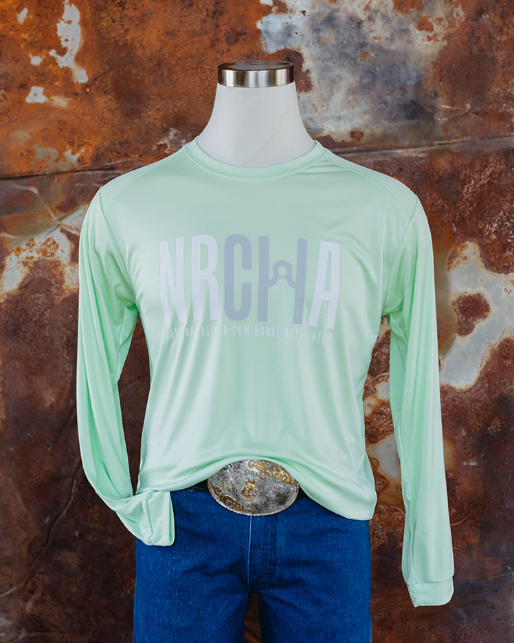 NRCHA Unisex Paragon Performance Lime Long Sleeve Crew Neck Tee
