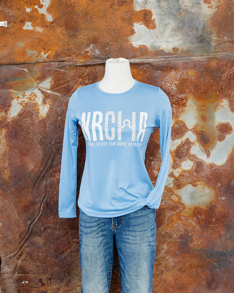 NRCHA Women's Light Blue Sun Crew Neck Shirt
