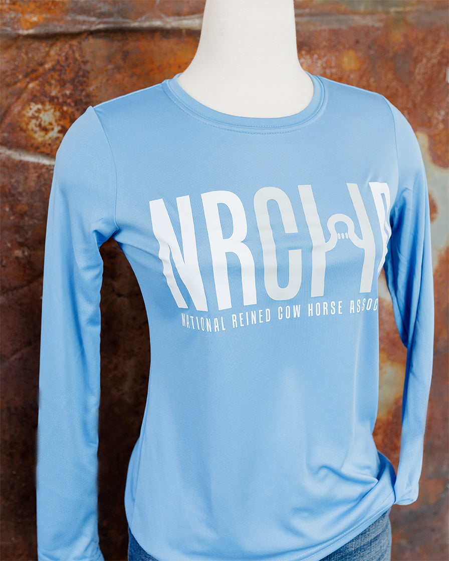NRCHA Women's Light Blue Sun Crew Neck Shirt