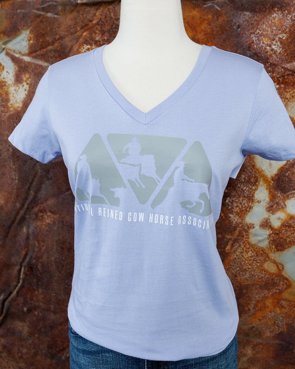 NRCHA Ladies Lilac Triangle Logo Short Sleeve V-Neck T-shirt