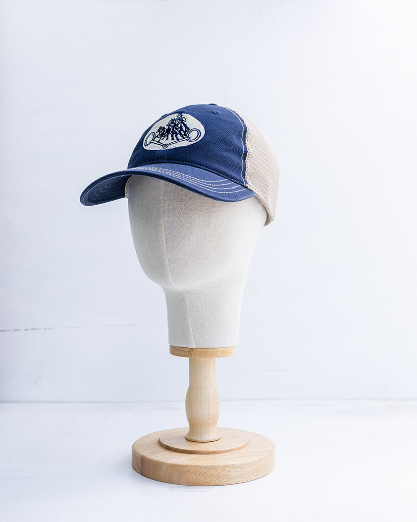 NRCHA Retro Logo Navy Blue & Tan Soft Mesh Hat