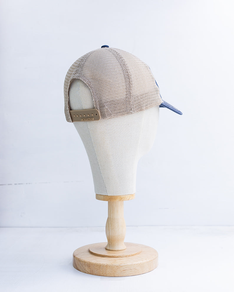 NRCHA Retro Logo Navy Blue & Tan Soft Mesh Hat