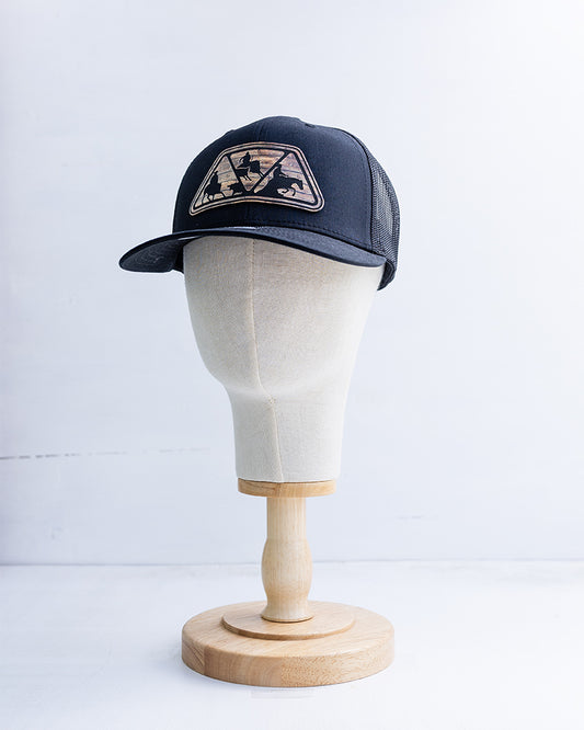 NRCHA Triangle Logo Woodgrain Patch Black Mesh Hat