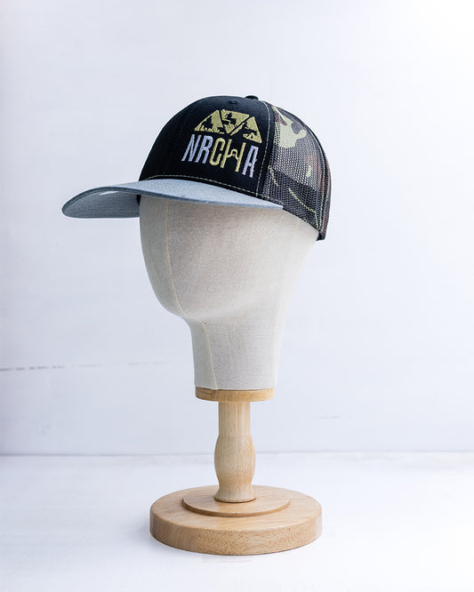 NRCHA Stacked Logo Black, Grey & Camo Mesh Hat