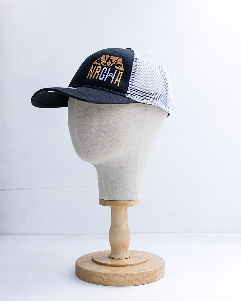 NRCHA Stacked Logo Black & White Mesh Ponytail Hat
