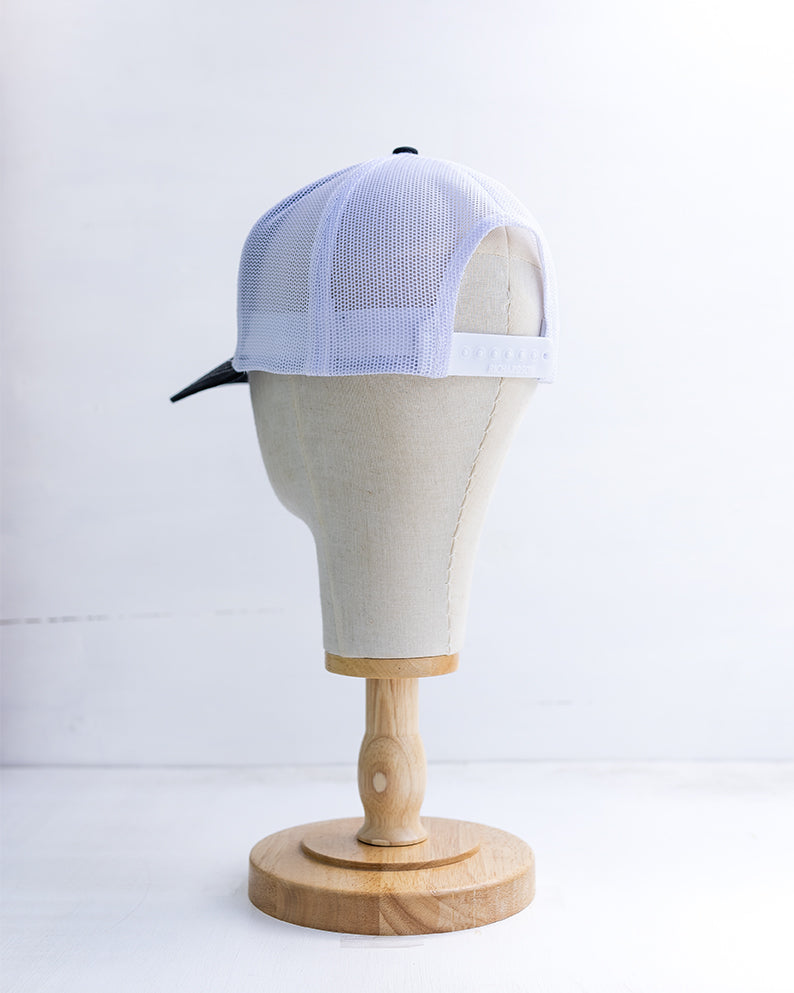 NRCHA Watercolor Patch Retro Logo Black & White Mesh Hat