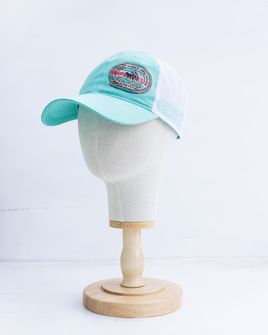 NRCHA Retro Logo Woodgrain Patch Seafoam Teal Mesh Hat
