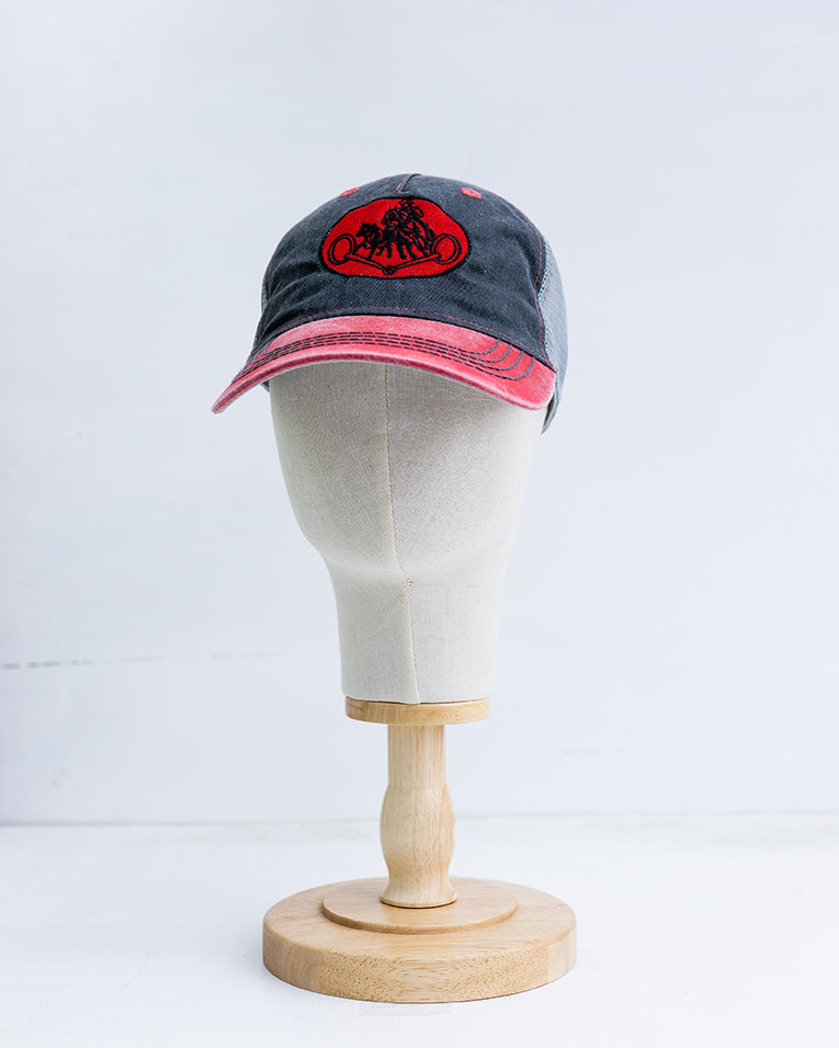 NRCHA Retro Logo Washed Red, Black & Grey Mesh Hat