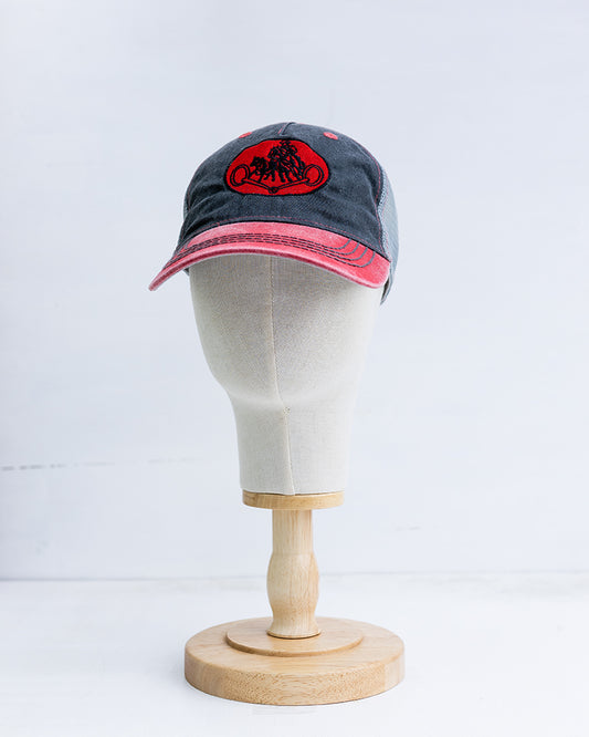 NRCHA Retro Logo Washed Red, Black & Grey Mesh Hat