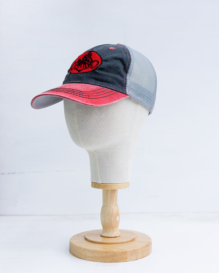 NRCHA Retro Logo Washed Red, Black & Grey Mesh Hat