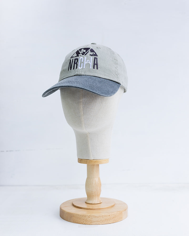 NRCHA Stacked Logo Washed Grey & Green Cloth Soft Hat