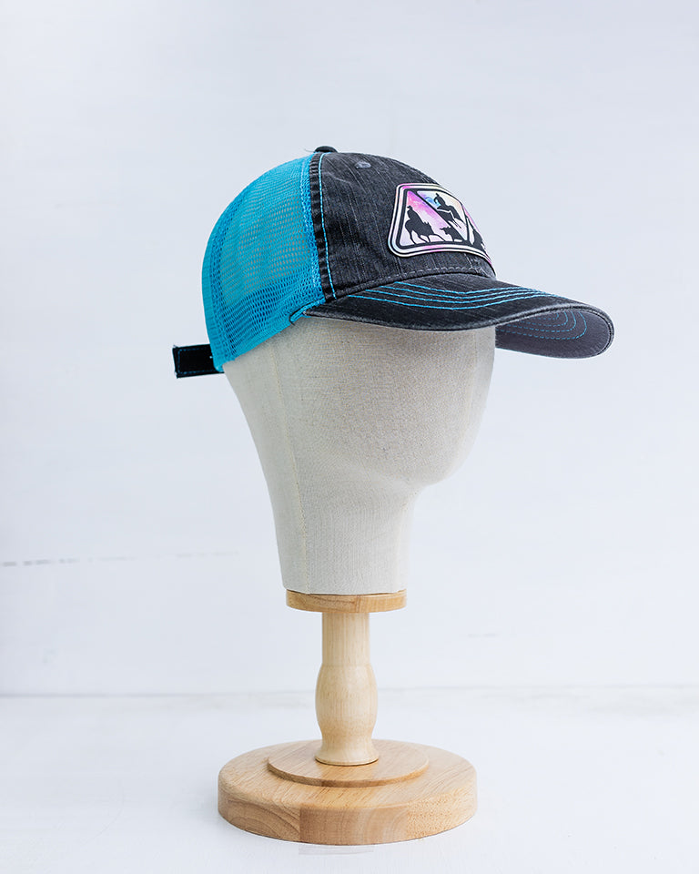 NRCHA Triangle Logo Patch Grey Denim & Turquoise Soft Mesh Hat