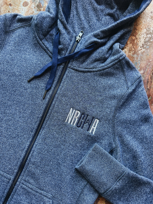 Women's NRCHA Logo Zip Navy Twist Hoodie