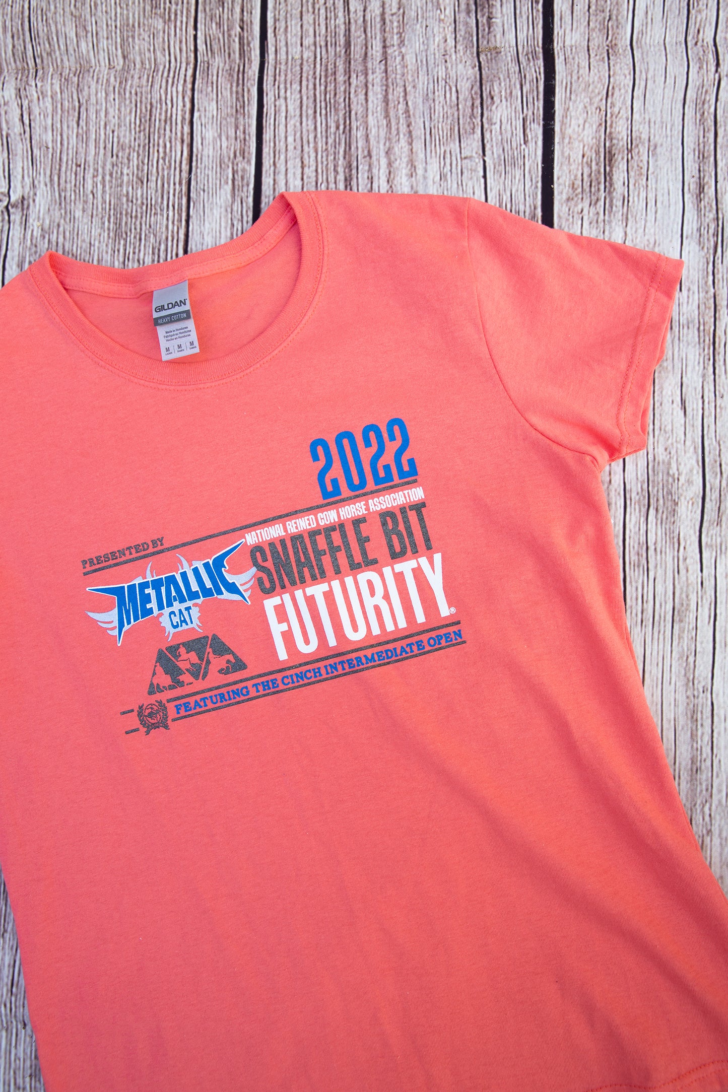 Ladies 2022 Snaffle Bit Futurity Coral Short Sleeve Crew T-shirt