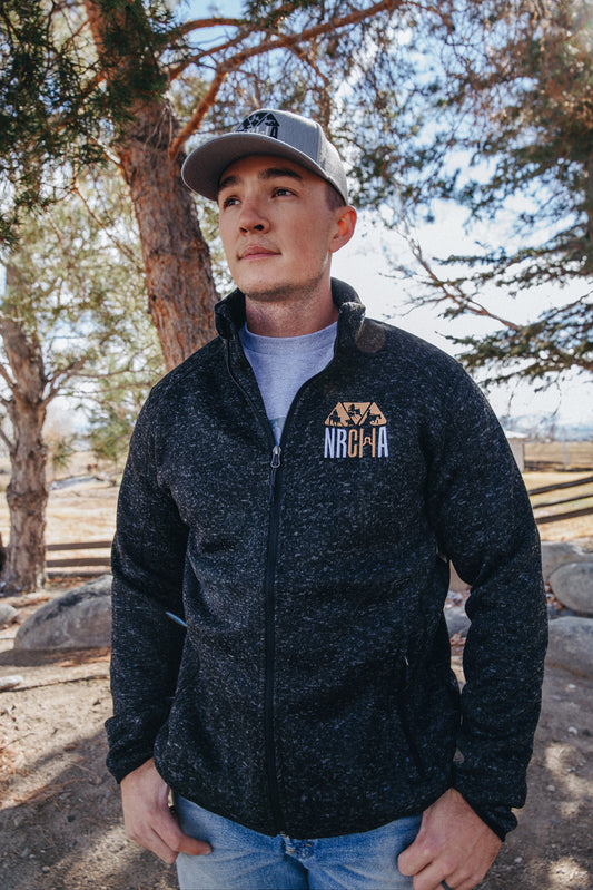Men's NRCHA Logo Marbled Fleece Zip Sweater