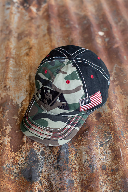 Distressed Black and Camo NRCHA Logo Hat