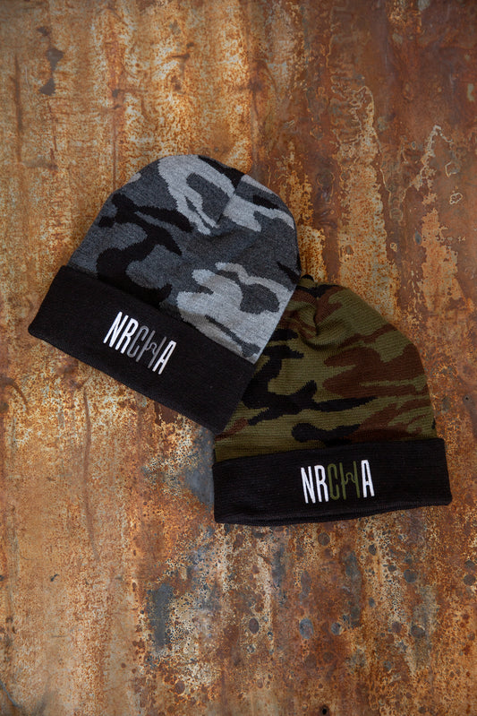 NRCHA Logo Camo Knit Beanies