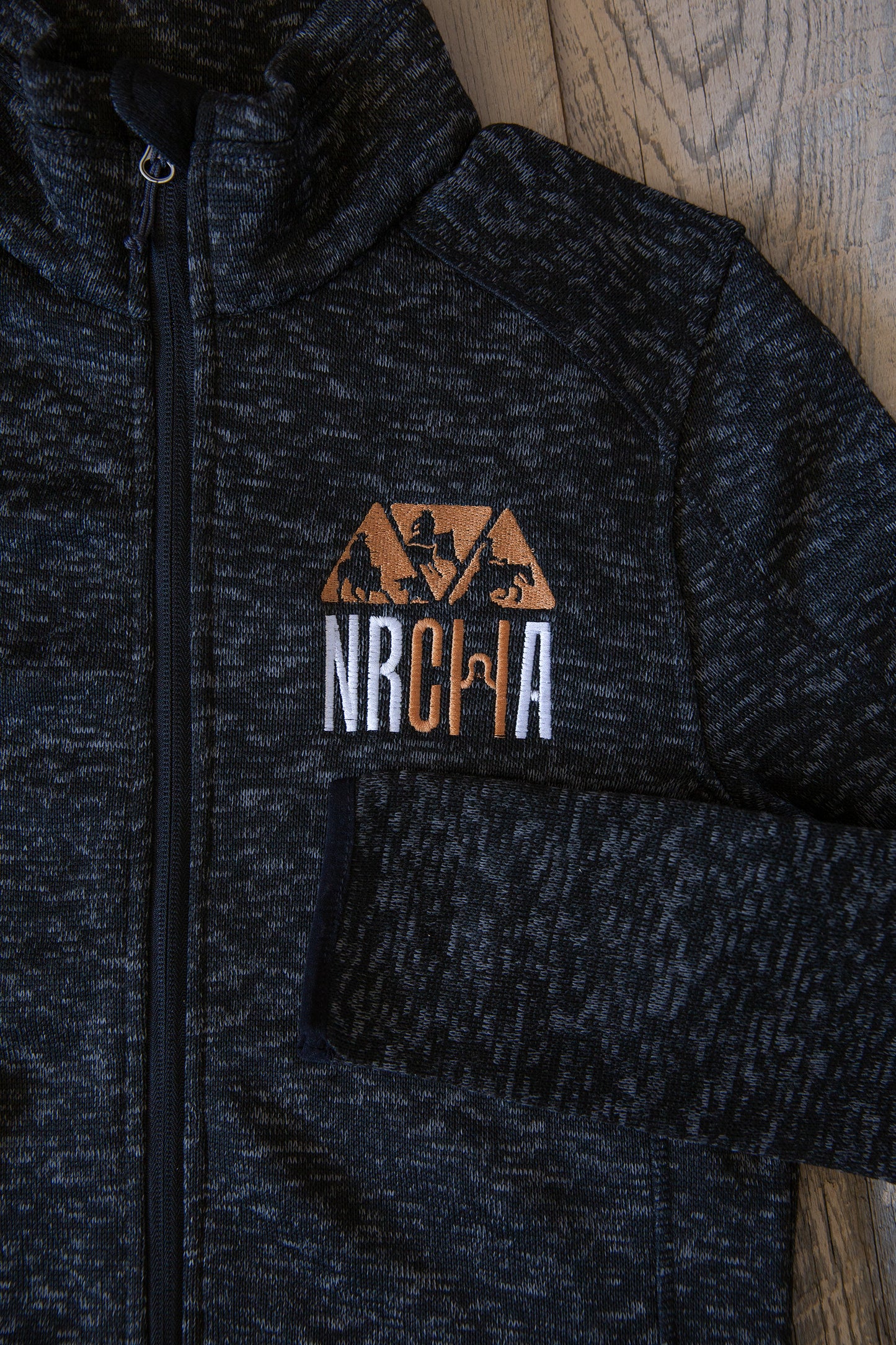 Women's NRCHA Logo Black Marbled Fleece Zip Sweater