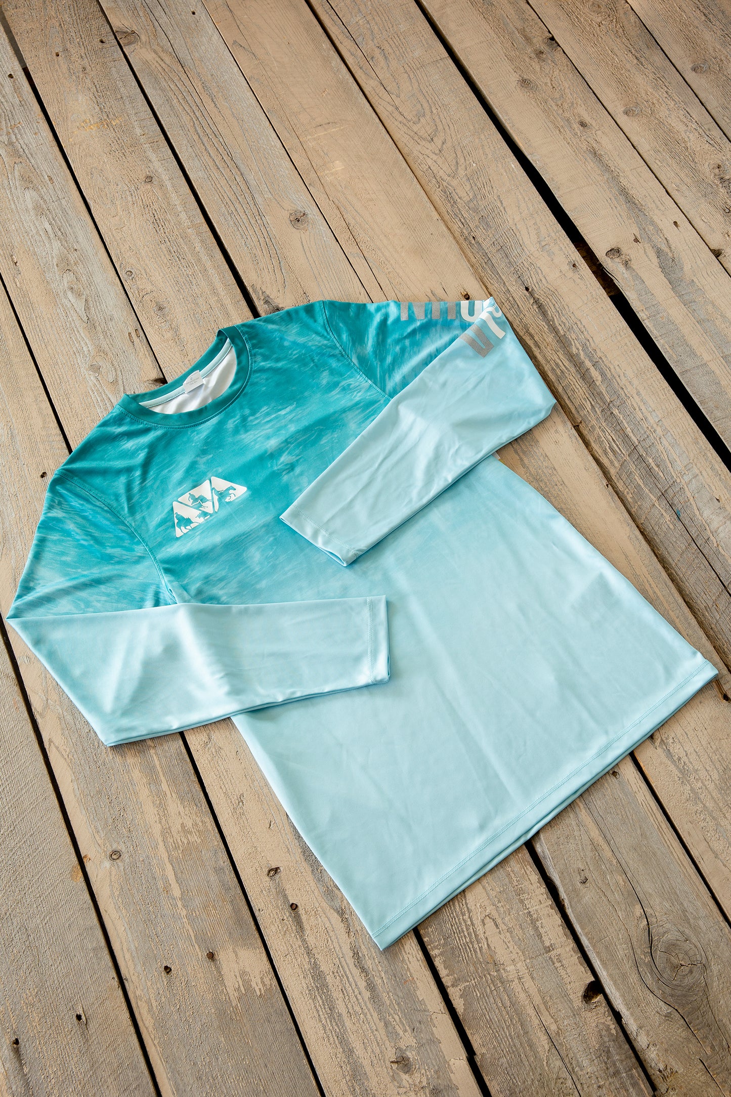 Men's NRCHA Montauk Oceanic Aqua Fade Long Sleeve Performance Shirt
