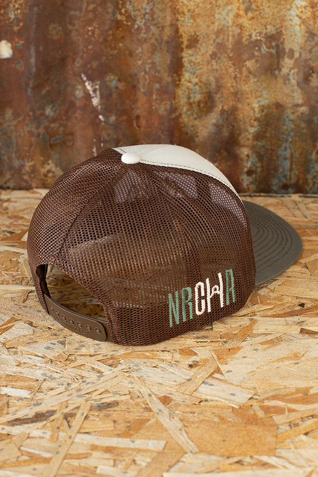 NRCHA Logo Tan, Brown and Olive Mesh Hat