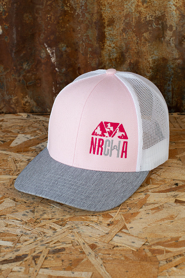NRCHA Logo Pink, White and Grey Mesh Hat