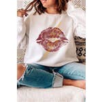 Ladies "Kiss" Graphic Crew Neck Sweatshirt